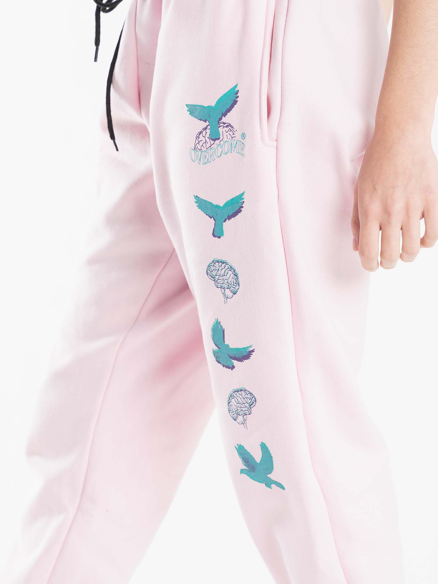 Calça Moletom Overcome Stop Overthinking Rosa