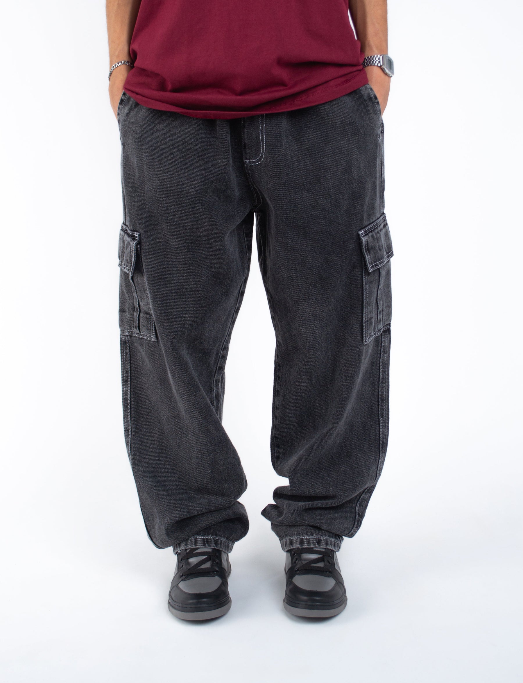 Calça Jeans Cargo Overcome Basic Black