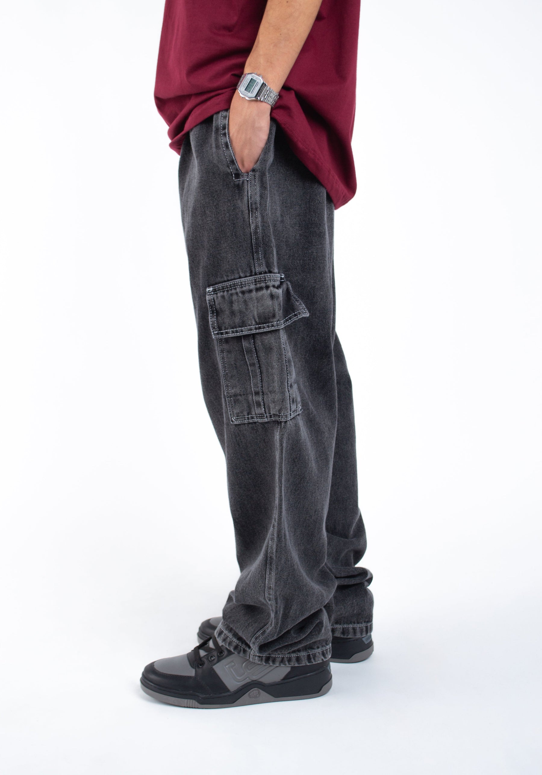 Calça Jeans Cargo Overcome Basic Black