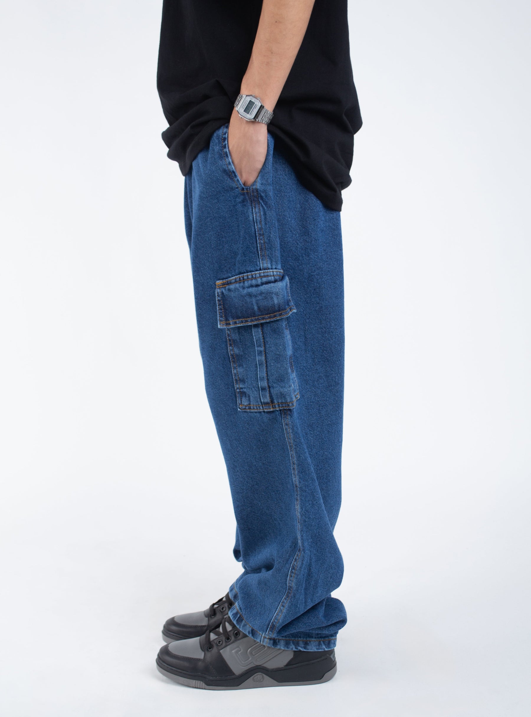 Calça Jeans Cargo Overcome Basic Azul Escuro