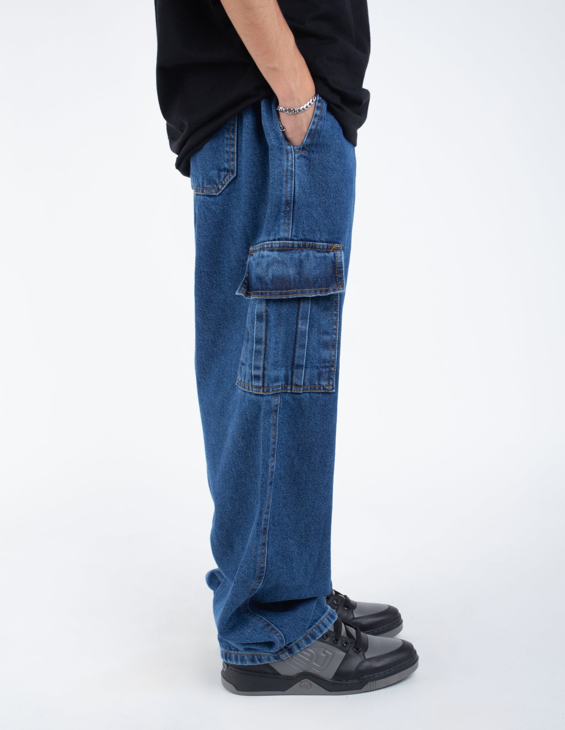 Calça Jeans Cargo Overcome Basic Azul Escuro