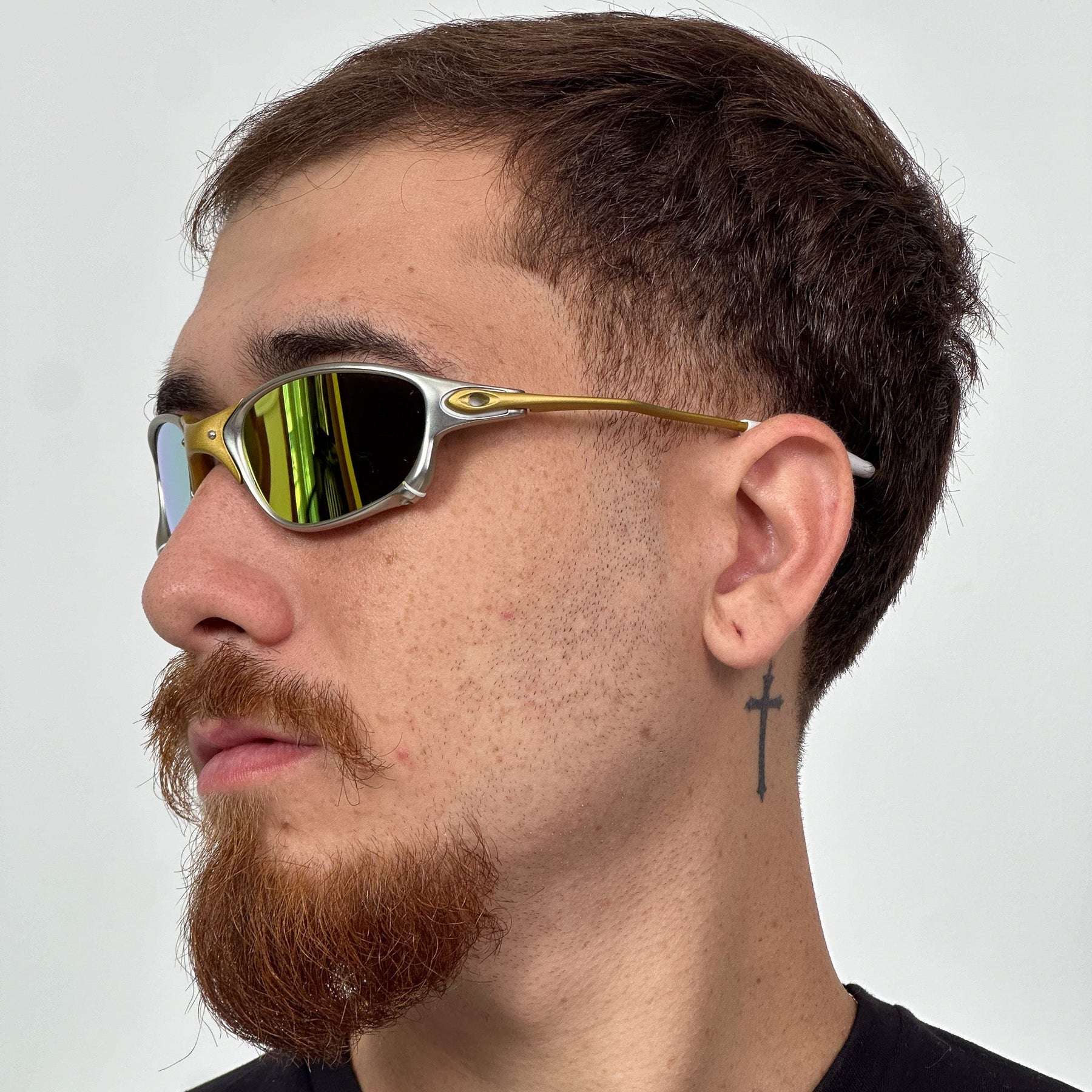 ÓCULOS DE SOL DOUBLE X 24K GOLD BORRACHA BRANCA