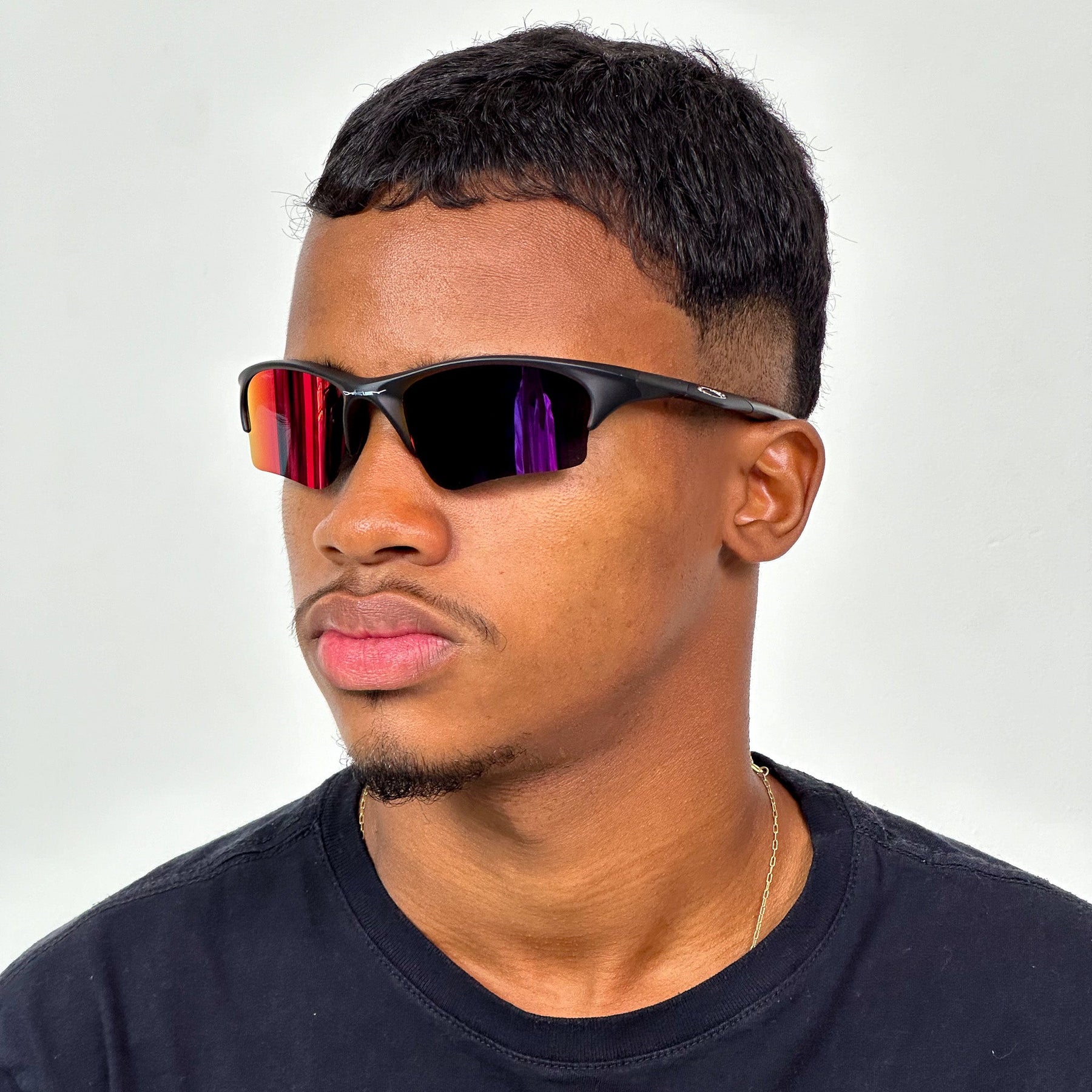 ÓCULOS DE SOL HALF JACKET PRETO LENTE TANZANITE