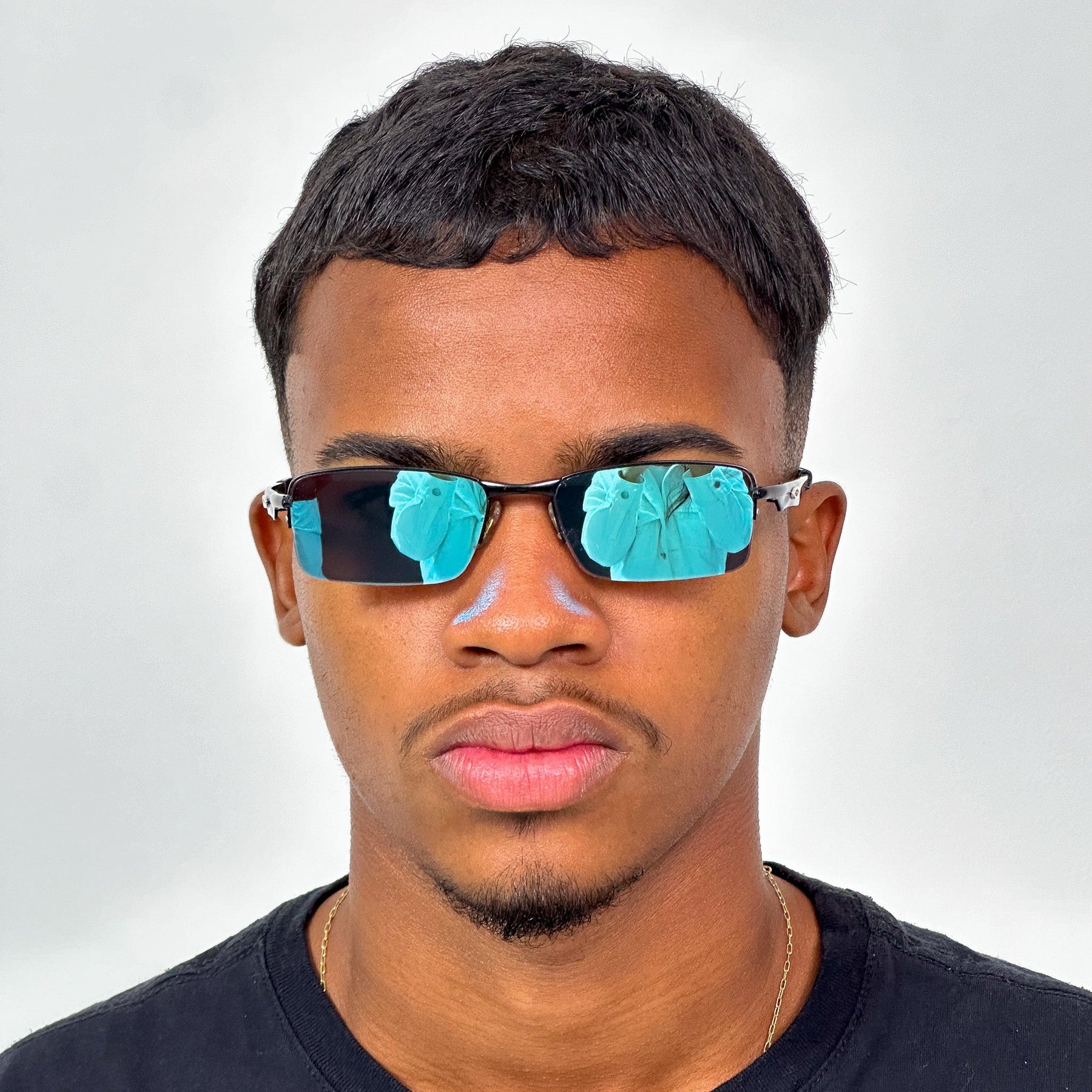 ÓCULOS DE SOL LUPA DO VILÃO PRETO LENTE AZUL ICE THUG