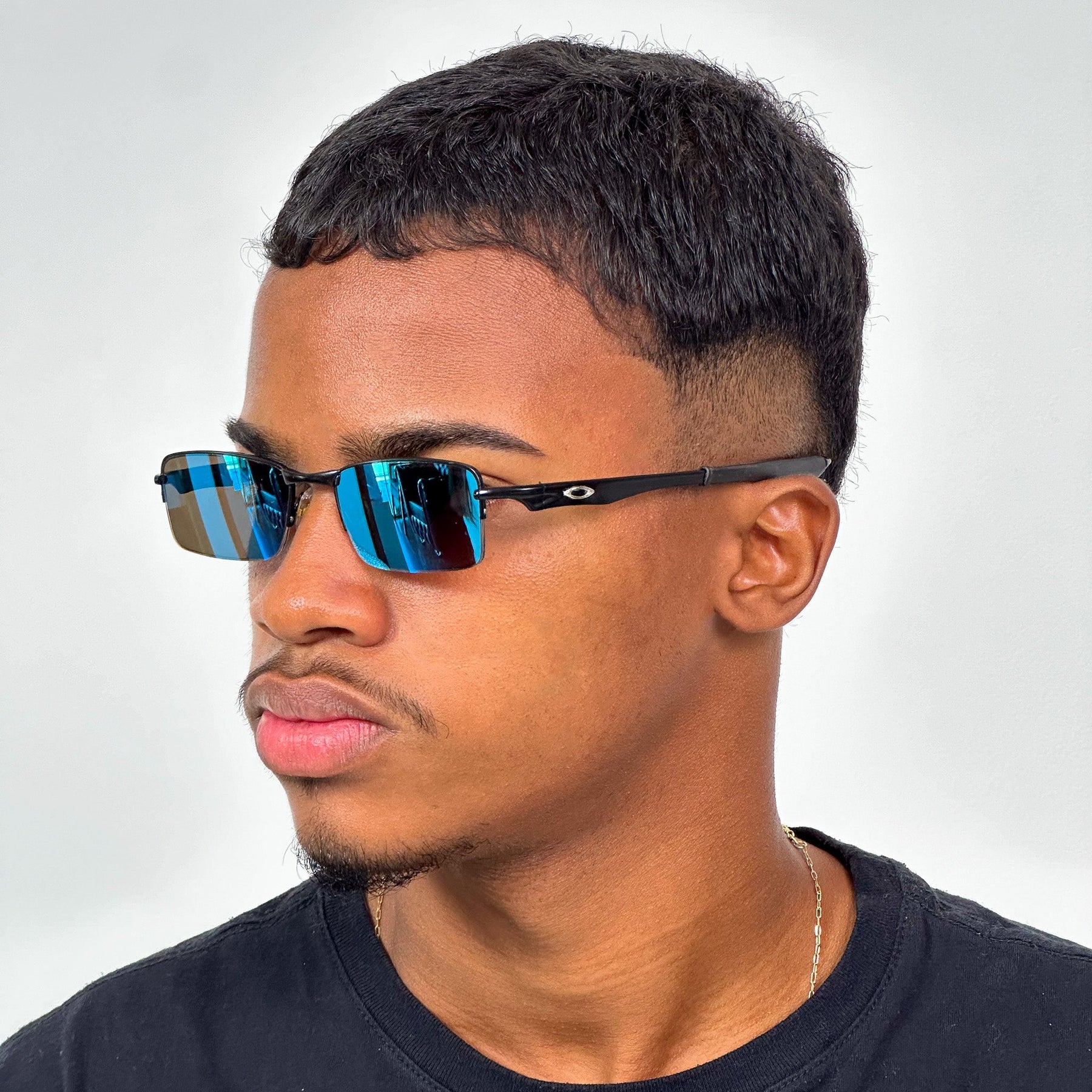 ÓCULOS DE SOL LUPA DO VILÃO PRETO LENTE AZUL ICE THUG