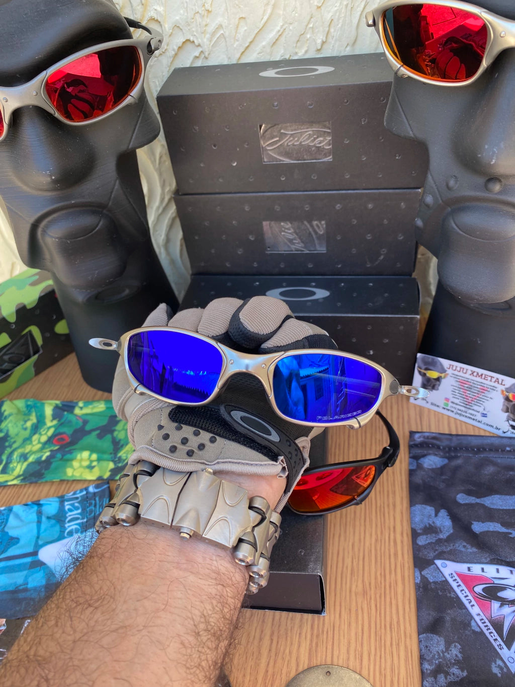 Óculos de Sol Juliet Plasma Lentes Neon Blue Premium