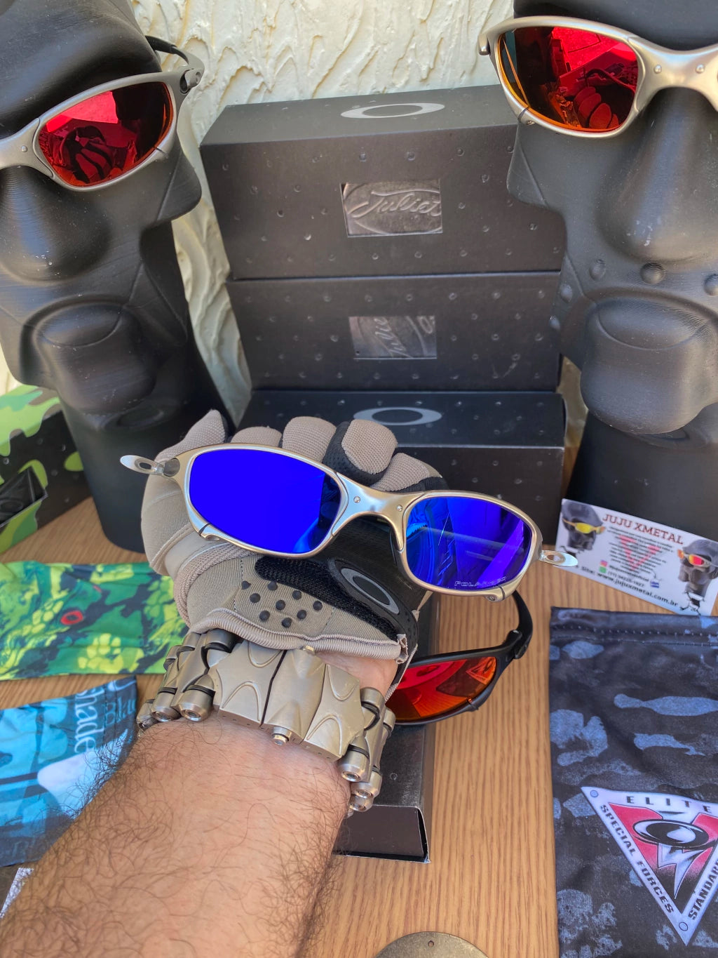 Óculos de Sol Juliet Plasma Lentes Neon Blue Premium