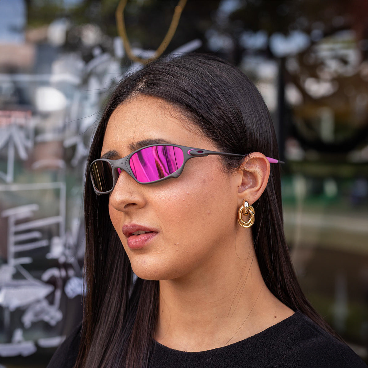 ÓCULOS DE SOL JULIET X METAL LENTE ROSA BORRACHA ROSA