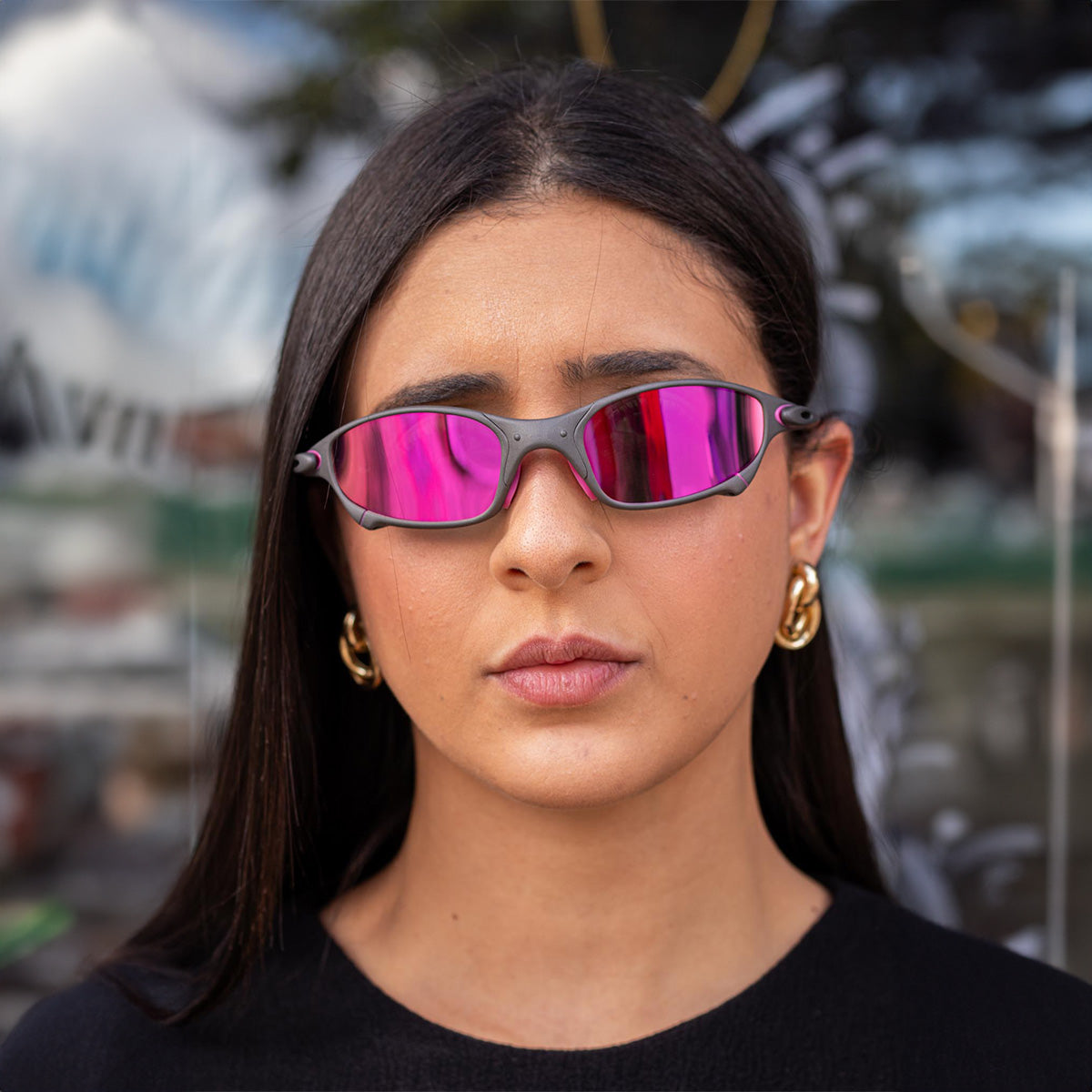 ÓCULOS DE SOL JULIET X METAL LENTE ROSA BORRACHA ROSA