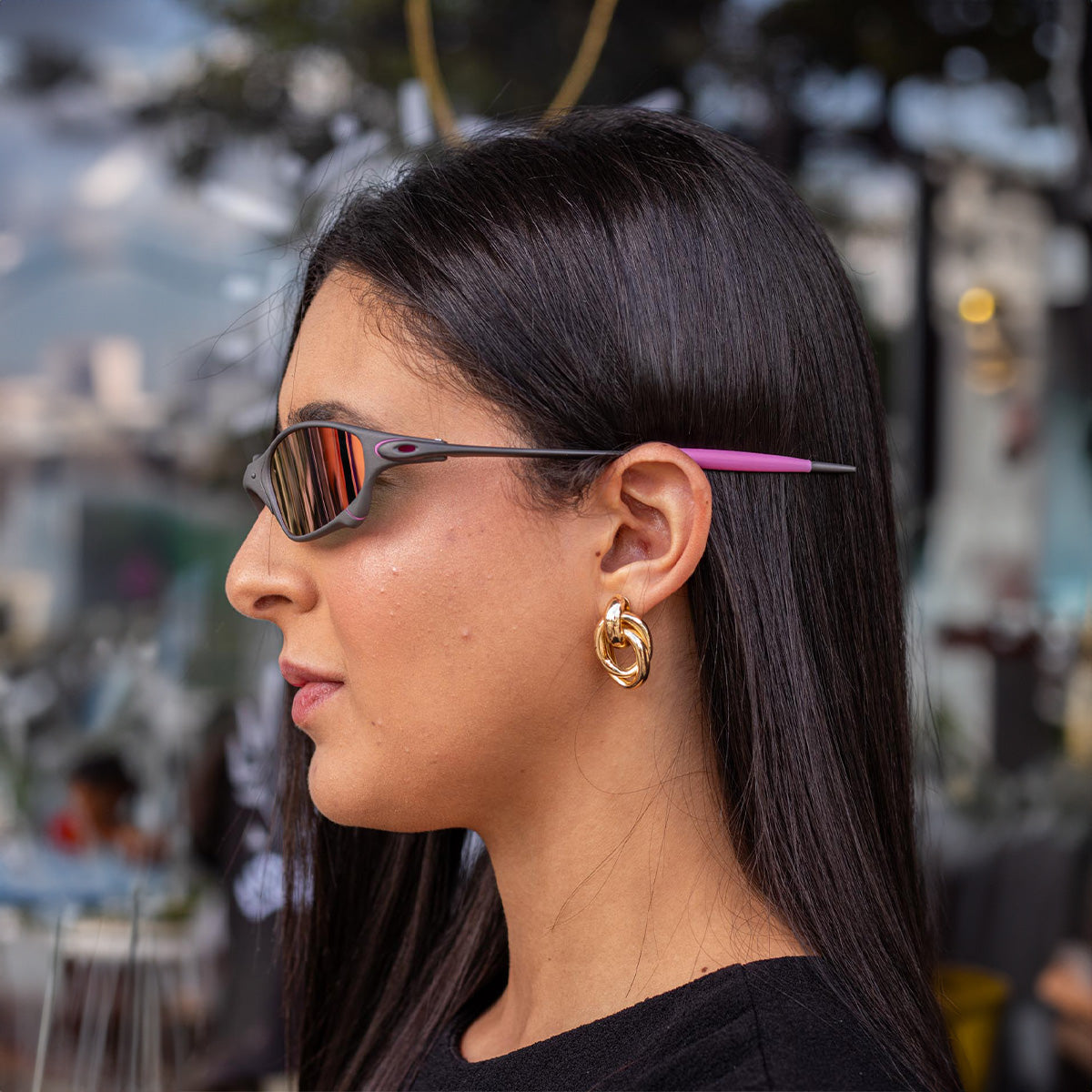 ÓCULOS DE SOL JULIET X METAL LENTE ROSA BORRACHA ROSA