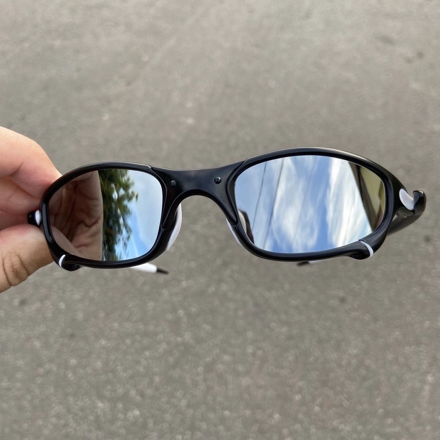 Óculos de Sol Juliet X Metal Carbon Liquid Metal Pinada + Kit Branco