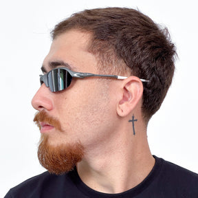 ÓCULOS DE SOL ROMEO 2 X METAL LENTE LIQUID METAL BORRACHA BRANCA