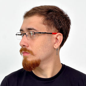 ÓCULOS DESCANSO MOLA PRETO BORRACHA VERMELHA