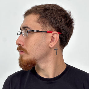 ÓCULOS DESCANSO MOLA PRETO BORRACHA VERMELHA